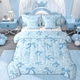 thumbnail image 1 of Erosebridal Blue Bowknot Kids Twin Bedding Sets 7-Piece, Fashion Glitter Stars Bedding Comforter Set, 1 of 7
