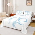 thumbnail image 1 of Erosebridal Blue Bowknot Queen Sheet Sets for Girls, Monogrammed Q Bed Set, 4pcs, 1 Flat Sheet, 1 Fitted Sheet and 2 Pillowcases, 1 of 5