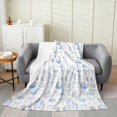 thumbnail image 1 of Erosebridal Blue Bowknot Throw Blanket for Couch , Ocean Seashell Conch Fleece Throw 90x90, 1 of 6