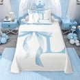 thumbnail image 1 of Erosebridal Blue Bowknot Twin Sheet Sets for Girls, Monogrammed L Bedding, 3pcs, 1 Flat Sheet, 1 Fitted Sheet and 1 Pillowcase, 1 of 5