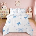 thumbnail image 1 of Erosebridal Blue Bows Bowknot Queen Comforter Set For Girls,Kawaii Bunny Rabbit Cute Animals Kids Bedding Comforter Set Reversible 3 Pieces, 1 of 7