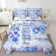 thumbnail image 1 of Erosebridal Blue Butterfly Bedding Queen Size, Inspirational Quotes Comforter Sets with Sheets, Rose Floral Decor, 7pcs, 1 of 5