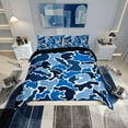 thumbnail image 1 of Erosebridal Blue Camo Comforter Cover Queen, Contemporary Camouflage Bedding Queen Size, Abstract Art Room Decor, Reversible 3-Piece (No Comforter), 1 of 7