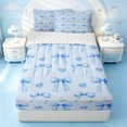 thumbnail image 1 of Erosebridal Blue Chic Bow Zipper Twin Comforter Sets with Fitted Sheet and 2 Pillowcases,Cute Loves Pattern Zipper Bedding Set For Girls,Reversible,4 Pieces, 1 of 7