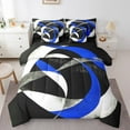 thumbnail image 1 of Erosebridal Blue Circle Bedding Queen Size,Geometric Stripes Comforter Sets with Sheets,Round Lines Bedding Sets Queen Size,Ultra Soft Abstract Bedroom Decorative,Reversible,7 Pieces, 1 of 6