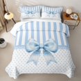 thumbnail image 1 of Erosebridal Blue Coquette Bowknot Kids Twin Quilt Set,Geometric Striped Polka Dots Twin Coverlet Set For Girl,2 Pieces, 1 of 7
