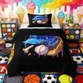 thumbnail image 1 of Erosebridal Blue Drippy Baseball Helmet Print Twin Comforter Sets, Fun Sports Bedding Set for Kids Boys and Girls, Black Reversible 2pcs, 1 Comforter and 1 Pillowcase, 1 of 6