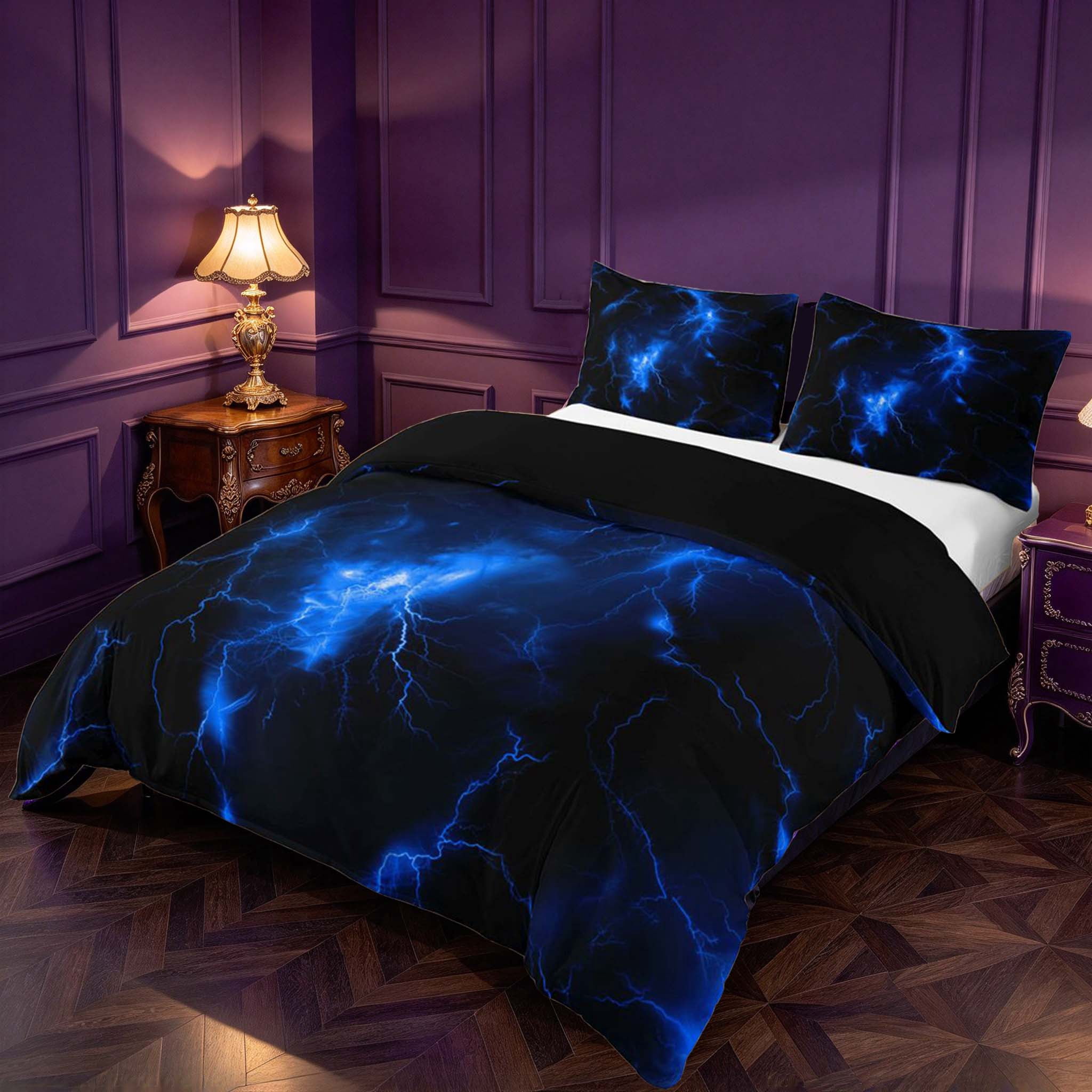 Erosebridal Blue Electric Storm Duvet Cover King,Lightning Bolts ...