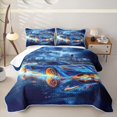 thumbnail image 1 of Erosebridal Blue Fast Car Twin Quilt Set for Boys,Car Theme Twin Coverlet Set for Teens, 1 of 7