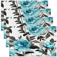 thumbnail image 1 of Erosebridal Blue Floral Place Mats Set of 4 for in Door Dinning, Watercolor Blossoms Flower Table Place Mats for in Door Dining, 1 of 4