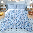 thumbnail image 1 of Erosebridal Blue Flower Queen Comforter Set for Girls, Chic Floral Bedding Comforter Set, Reversible, 3pcs, 1 of 6