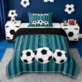 thumbnail image 1 of Erosebridal Blue Football Sport Court Twin Comforter Sets,Soccer Theme Boys Ball Games Bedding Set For Kids,Reversible Black 2-Piece, 1 of 7