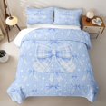 thumbnail image 1 of Erosebridal Blue Geometric Grid Quilt King,Girls Lovely Bowknot King Coverlet Set For Kids,3-Piece, 1 of 7