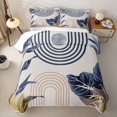 thumbnail image 1 of Erosebridal Blue Leaf Plant Bed Spread Queen for Women Men, Modern Beige Arch Line Print Queen Coverlet Set, 3-Piece, 1 of 7