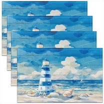 Erosebridal Blue Lighthouse Placemats Set of 4, Marine Ocean Place Mats Set of 4 for in Door Dinning, Caetoon Seashell Decor