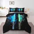 thumbnail image 1 of Erosebridal Blue Lightsaber Bedding Sets Queen with Comforter, Games Neon Light Sword Duvet Insert, Starry Sky Decor, 3pcs, 1 of 7