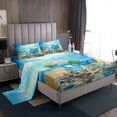 thumbnail image 1 of Erosebridal Blue Ocean Sheet Set Twin, Beach Seashell Bedding Sets Twin Size, Flower Twin Sheet Sets, Ultra Soft Bedroom Decor, 3 Pieces, 1 of 7