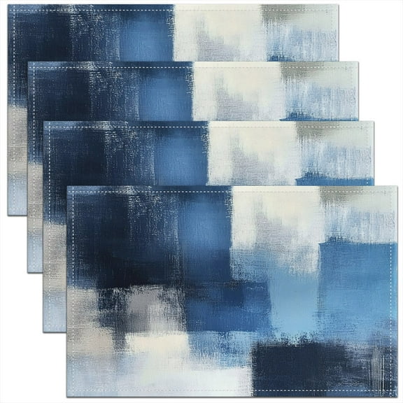 Erosebridal Blue Oil Painting Place Mats Set of 4 for in Door Dinning 12"x18",Watercolor Artwork Table Place Mats for in Door Dining,Ombre Decor