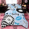 thumbnail image 1 of Erosebridal Blue Plaid Billiards Full Size Comforter Sets 3 Pieces for Kids Boys Girls,Sport Strawberry Bow Bedding Sets for Teens,Black Reversible,Breathable Home Decor, 1 of 7