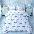 thumbnail image 1 of Erosebridal Blue Princess Bow 7-Piece Twin Bedding Sets For Girls,Dreamy Bowknot Kids Bedding Comforter Set,Colorful Stars Reversible, 1 of 7