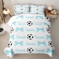 thumbnail image 1 of Erosebridal Blue Ribbon Bow Quilt Full For Girls Teens,Kids Football Soccer Pattern Full Bedspread Sets,3 Pieces, 1 of 7