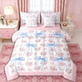 thumbnail image 1 of Erosebridal Blue Ribbon Bow Twin Bedding Sets 7-Piece for Girls Women,Romantic Floral Roses Bedding Comforter Set for Teens Adults,Pink Reversible,Ultra Soft Home Decor, 1 of 6