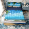 thumbnail image 1 of Erosebridal Blue Scenic Palm Tree Zipper Full Size Comforter Sets with Fitted Sheet and 2 Pillowcases for Boys Girls, Ocean Beach Seascape Print Zipper Bedding Set, Navy Reversible, 4 Pieces, 1 of 7