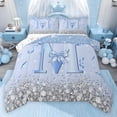 thumbnail image 1 of Erosebridal Blue Sparkle Sequins Print Full Size Comforter Sets for Girls, Monogrammed M Bedding Sets, Colorful Stars Reversible 3 Pieces, 1 Comforter and 2 Pillowcases, 1 of 6