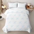 thumbnail image 1 of Erosebridal Blue Stars Bow Quilt King,Simple Ribbon Stripe King Coverlet Set For Girls,3-Piece, 1 of 7