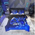 thumbnail image 1 of Erosebridal Blue Video Game Bedding Queen Size,Geometric Honeycomb Comforter Sets with Sheets,Gamepad Gamer Bedding Sets Queen Size,Breathable Gradient Room Decorative,Reversible,7 Pieces, 1 of 6