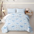 thumbnail image 1 of Erosebridal Blue Watercolor Bow Tie Quilt Full for Girls Women,Cartoon Floral Daisy Full Bedspread Sets Teens, 1 of 7