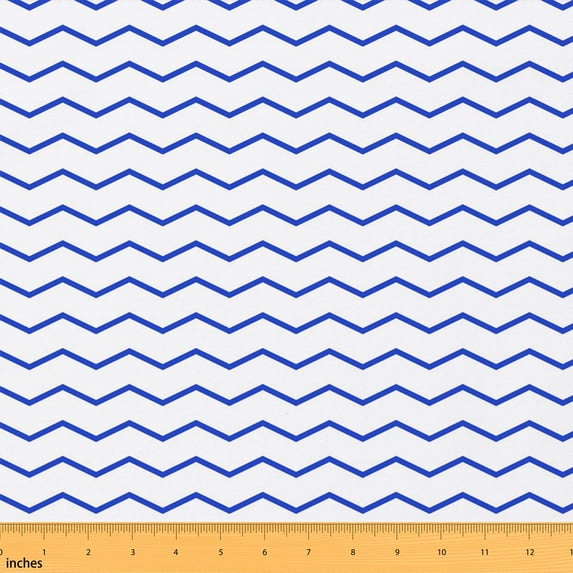 Erosebridal Blue White Chevron Fabric by the Yard 1 Yard, Zigzag Line Pattern Home Decor Fabric by the Yard