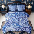 thumbnail image 1 of Erosebridal Blue White Paisley 7 Pieces Full Size Bedding Sets,Porcelain Ethnic Motif Full Size Bed in a Bag,Navy Blue Reversible, 1 of 7