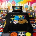 thumbnail image 1 of Erosebridal Blue Yellow Drippy Baseball Cap Print Twin Comforter Sets, Fun Sports Bedding Set for Kids Boys and Girls, Black Reversible 2pcs, 1 Comforter and 1 Pillowcase, 1 of 6