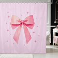 thumbnail image 1 of Erosebridal Blush Satin Bow Ribbon Shower Curtain 72Wx78L for Girls, Romantic Floral Print Waterproof Bath Curtain, 1 of 5