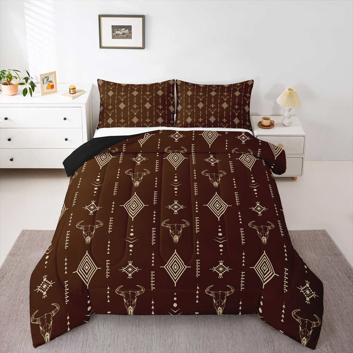 Erosebridal Bohemian Aztec Bedding Sets King with Comforter,Brown Wheat ...