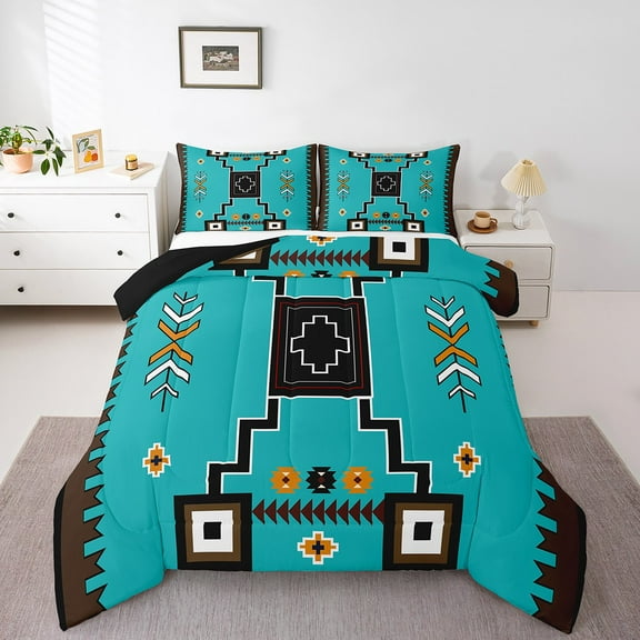 Erosebridal Bohemian Aztec Bedding Sets Twin with Comforter,Geometry Duvet Insert,Tribal Bedroom Decor,Reversible