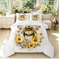 thumbnail image 1 of Erosebridal Bohemian Bee Queen Comforter Set,Boho Floral Comforter Sets Queen,White Yellow,Polkadot Reversible,3-Piece,1 Comforter and 2 Pillowcases, 1 of 7