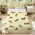 thumbnail image 1 of Erosebridal Bohemian Bee Zipper Full Size Comforter Sets with Fitted Sheet and 2 Pillowcases,Cream Yellow,Polkadot Reversible,4pcs, 1 of 8
