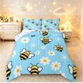 thumbnail image 1 of Erosebridal Bohemian Bug Bee King Size Comforter Sets,Retro Floral Comforters King Size,Blue White,Polkadot Reversible,3 Pieces,1 Comforter and 2 Pillowcases, 1 of 7