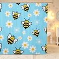 thumbnail image 1 of Erosebridal Bohemian Bug Bee Shower Curtain 72Wx72L,Retro Floral Bathroom Curtain,Blue White, 1 of 5