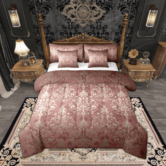 Erosebridal Bohemian Damask Bedding Full Size 7pcs, Hippie Flower Comforter Sets with Sheets, Western Tribal Decor