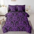 thumbnail image 1 of Erosebridal Bohemian Damask Floral Bedding Sets Twin Size, Traditional Baroque Comforter Sets with Sheets, Black Purple, Reversible 7-Piece, 1 of 5
