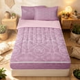 thumbnail image 1 of Erosebridal Bohemian Damask Zipper Full Size Comforter Sets with Fitted Sheet and 2 Pillowcases, Hippie Floral Zipper Bedding Set, Pale Pink White, Pink Reversible, 1 of 7