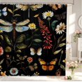 thumbnail image 1 of Erosebridal Bohemian Dragonfly Shower Curtain 72Wx78L,Dreamy Flowers Bath Curtain,Black Blue, 1 of 5