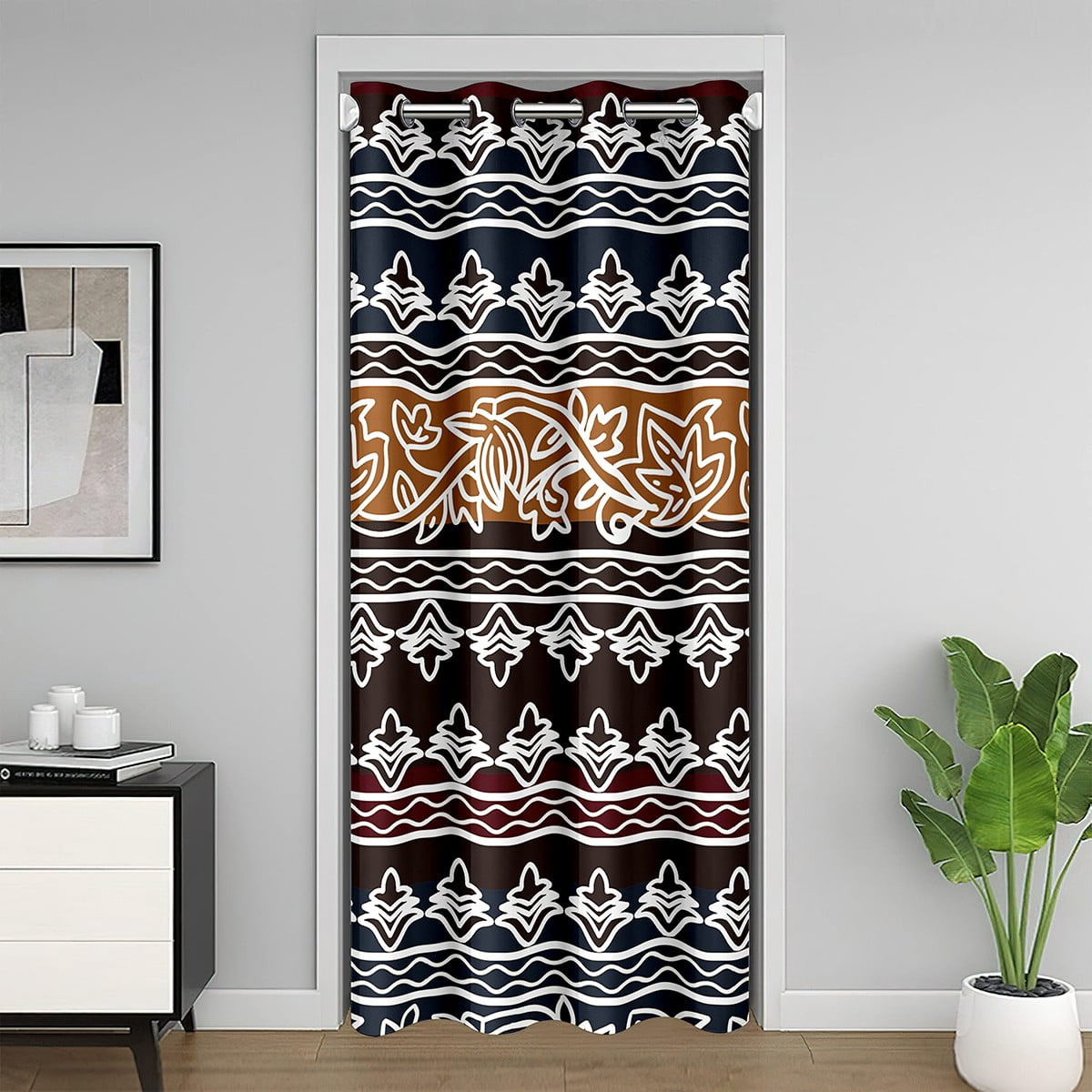 Bohemian Aztec Shower Curtain 72x84 - Tribal Geometric Bathroom Decor - Waterproof Polyester Fabric - Black Southwestern Design