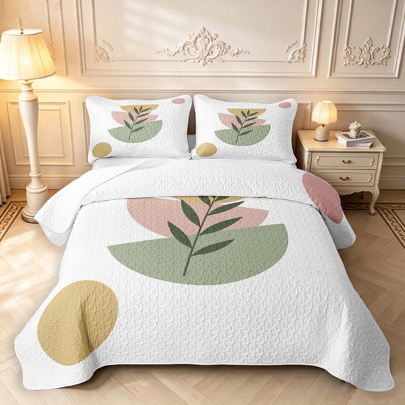 Erosebridal Bohemian Geometric Twin Quilt Set,Circle Dots Twin Coverlet ...