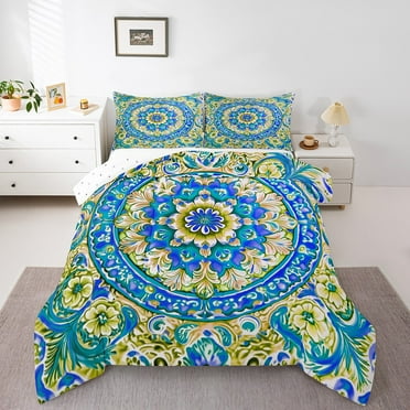 Erosebridal Bohemian Mandala Bedding Twin Comforter Set, Hippie Floral Down Comforter, Super Cozy