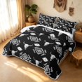 thumbnail image 1 of Erosebridal Boho Aztec Quilt King, Vintage Cow Skull King Coverlet Set, Black White 3 Pieces, 1 Bedspread and 2 Pillowcases, 1 of 7
