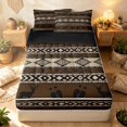 thumbnail image 1 of Erosebridal Boho Aztec Zipper Twin Comforter Sets with Fitted Sheet and 2 Pillowcases, Vintage Rhombus Zipper Bedding Set, Chocolate Cream, Black Reversible, 1 of 7